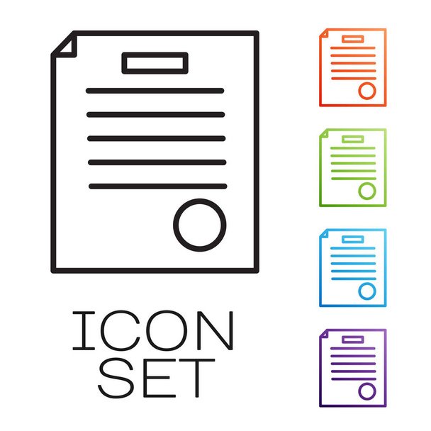 Black line The arrest warrant icon isolated on white background. Warrant, police report, subpoena. Justice concept. Set icons colorful. Vector Illustration - Vector, Image