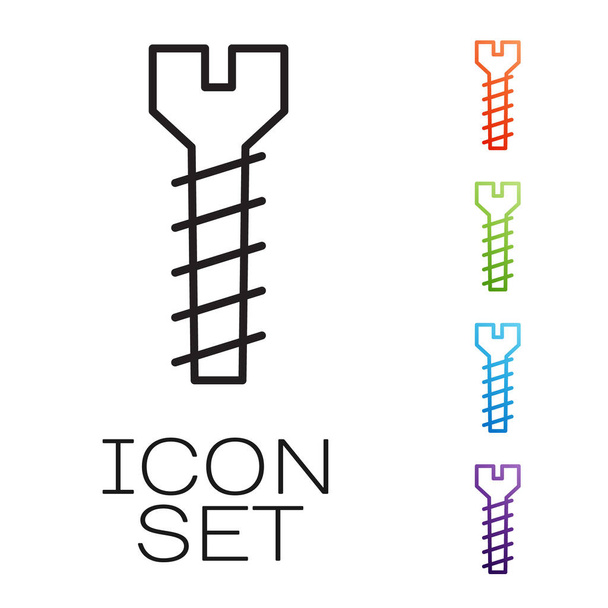 Linea nera Icona a vite metallica isolata su sfondo bianco. Set icone colorate. Illustrazione vettoriale
 - Vettoriali, immagini