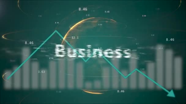 Gráfico dinámico sobre fondo verde con línea descendente, mostrando quiebra de negocios y colapso económico
. - Metraje, vídeo