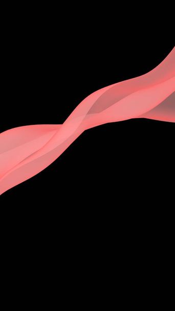 Abstract wave. Scarf. Bright ribbon on black background. Abstract smoke. Raster air background. Vertical image orientation. 3D illustration - Φωτογραφία, εικόνα