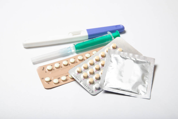 Contraceptives on a white background. Medicine and healthcare - Foto, immagini