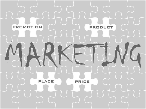 Letras de marketing y mezcla de marketing infografía efecto rompecabezas vector ilustración
 - Vector, imagen
