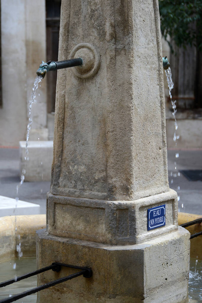 Non-potable water fountain in Manosque in the Alpes-de-Haute-Provence  - Photo, Image