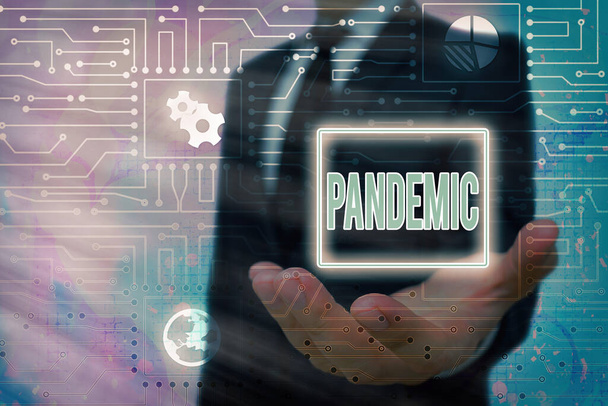 Conceptual hand writing showing Pandemic. Business photo text occurring over a wide area affecting high proportion of population. - Photo, Image