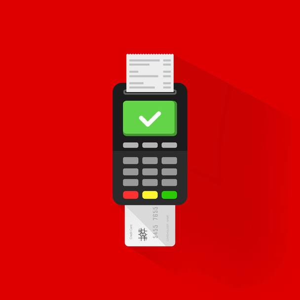 Credit card payment via POS terminal icon flat on isolated background. EPS 10 vector - Vector, Image