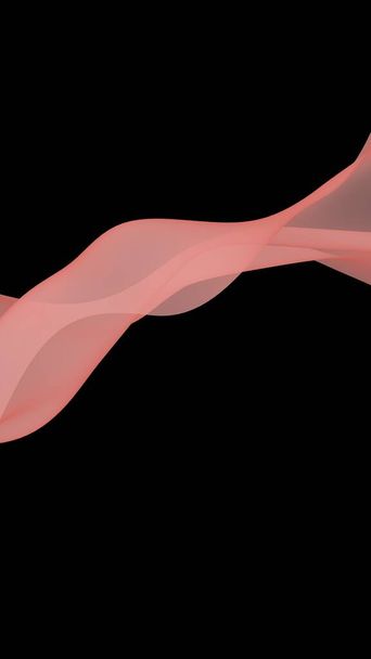 Abstract wave. Scarf. Bright ribbon on black background. Abstract smoke. Raster air background. Vertical image orientation. 3D illustration - Foto, immagini