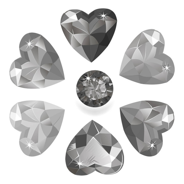 cuore taglio gemma forma set isolato su sfondo bianco
  - Vettoriali, immagini