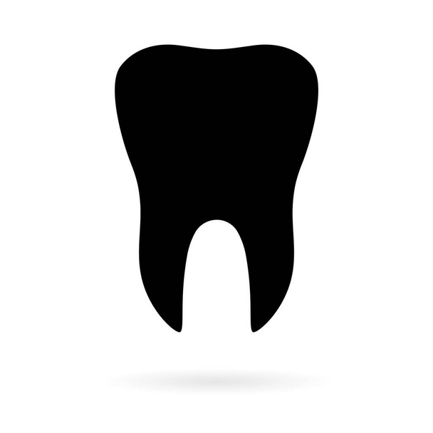 Beyaz arkaplanda gölgeli düz ikona sahip diş. Diş vektörü çizimi. Diş hekimliği sembolü. Stomatoloji . - Vektör, Görsel