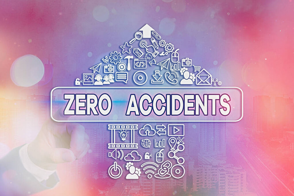 Kézírás szövege írás Zero balesetek. A koncepció a munkahelyi balesetek megelőzésének fontos stratégiáját jelenti. - Fotó, kép