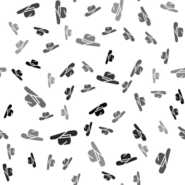 黒西部のカウボーイハットアイコンは、白の背景にシームレスなパターンを隔離しました。ベクターイラスト - ベクター画像