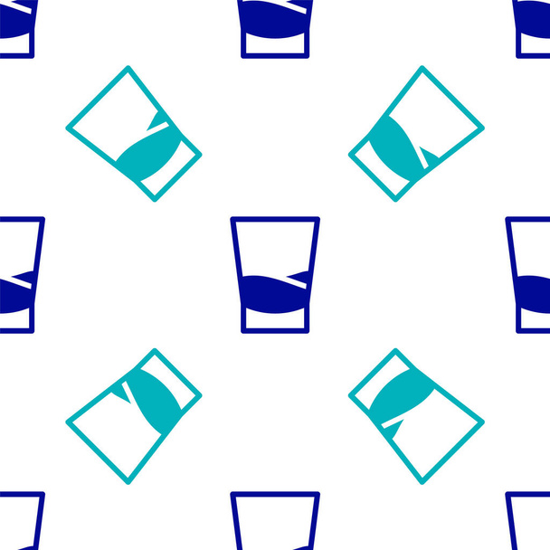 Niebieski Szklanka ikony wódki odizolowany bezszwowy wzór na białym tle. Ilustracja wektora - Wektor, obraz