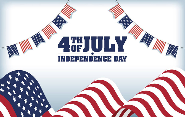 Día de la independencia de EE.UU. con bandera - Vector, Imagen
