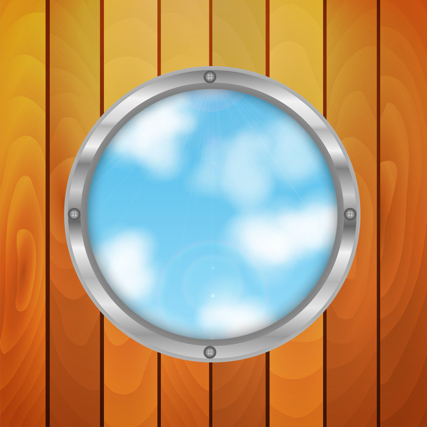 Loch in Form eines Kreises auf dem Hintergrund von sky.eco backg - Vektor, Bild
