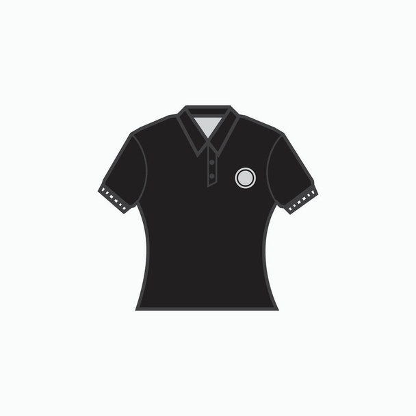 ブラックカラーのポロシャツ半袖アイコン-スリムフィットまたは女性のシャツ-生産衣類、広告、アパレルテキスタイルの使用のために - ベクター画像