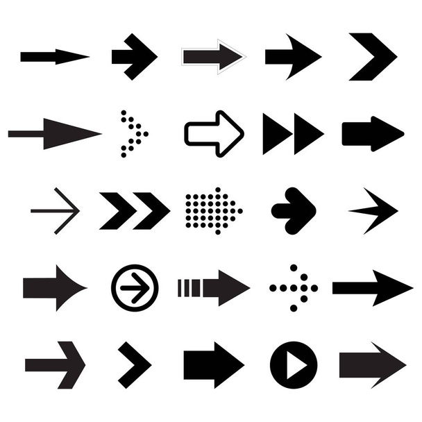 vector set of black arrows on white background - Vektör, Görsel