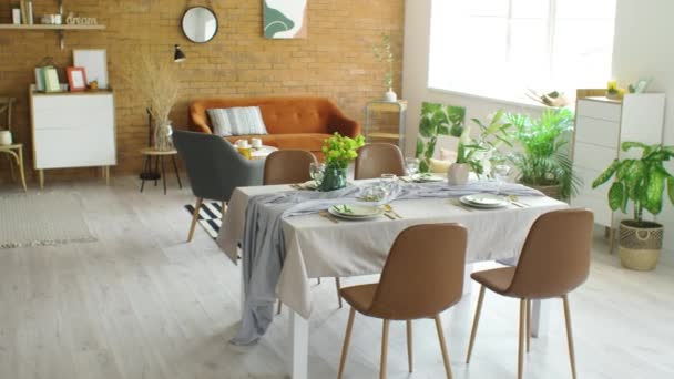 Interior of modern stylish dining room - Footage, Video
