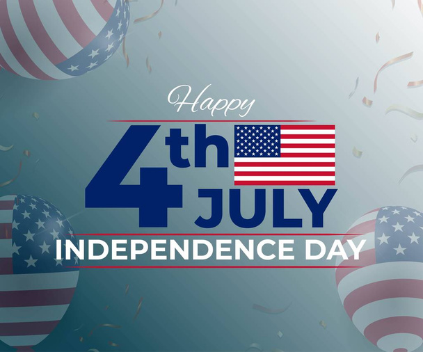 Vektorová ilustrace pro americký den nezávislosti slaví 4. července s americkou vlajkou s balónky v barvách vlajky a konfety. - Vektor, obrázek