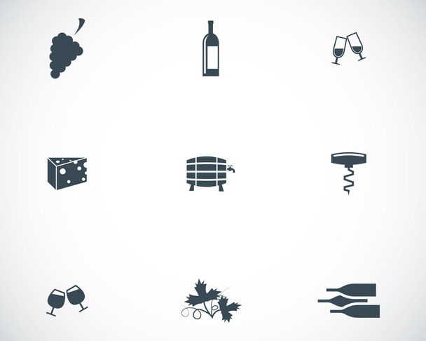 Vector black wine icons set - Вектор, зображення