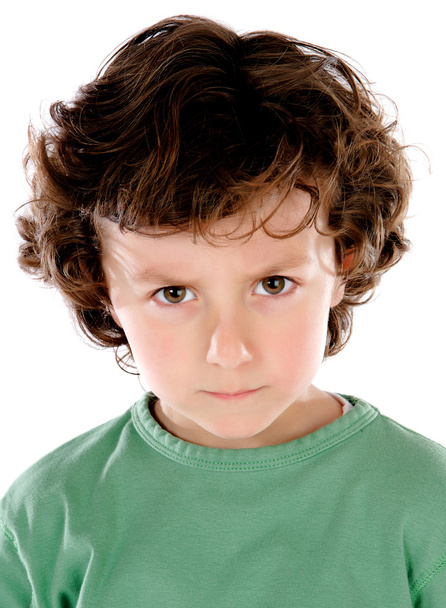 Funny angry child in green - Fotó, kép