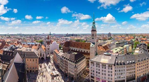 Panoramic aerial view of Munich, Germany in a beautiful summer day - Fotó, kép
