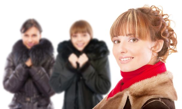 Tre belle donne in cappotti invernali
 - Foto, immagini