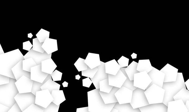 diseño de concepto abstracto hecho de pentágono creando un diseño fractal superponiéndose unos a otros en fondo negro aislado con sombra suave, formas de grupo en el lado derecho e izquierdo de las esquinas imagen en capas listo para imprimir para tarjetas, invitación, desig
 - Foto, imagen