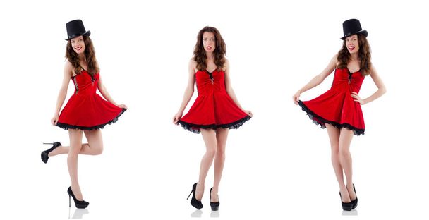 Giovane modella in posa in mini abito rosso - Foto, immagini