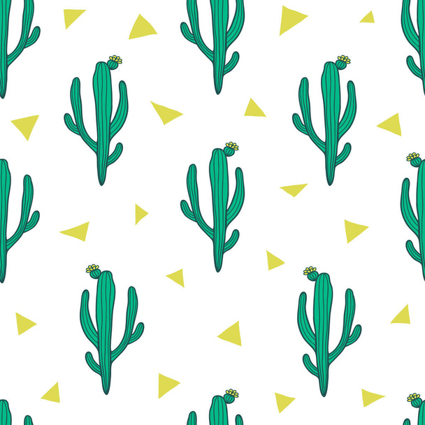 Beautiful Cactuses Abstract Natural Seamless Pattern - Vetor, Imagem