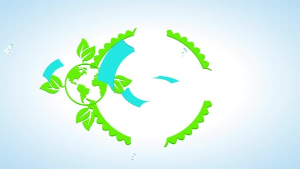 Desacelerando a animação com o efeito de primavera do símbolo feliz do festival do dia da terra para a conservação dos recursos naturais e a criação de energia renovável para o mundo sustentável
 - Filmagem, Vídeo