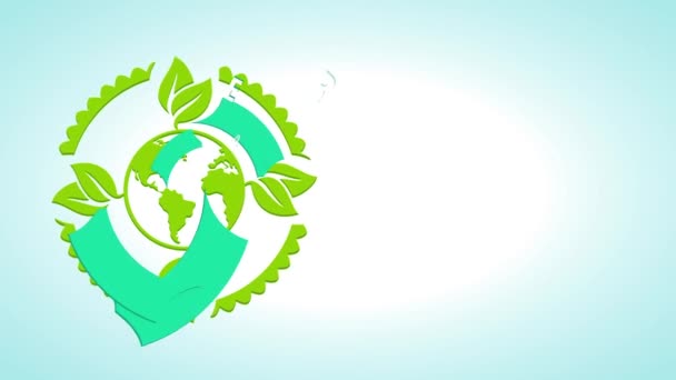 Scaling Gemakkelijk vertragen met lente-effect Animatie van de Lachende Aarde Dag Festiviteit Mark Voor Natuurlijke Hulpbronnen sparen en Hernieuwbare Energie Creatie Voor Duurzame Wereld - Video