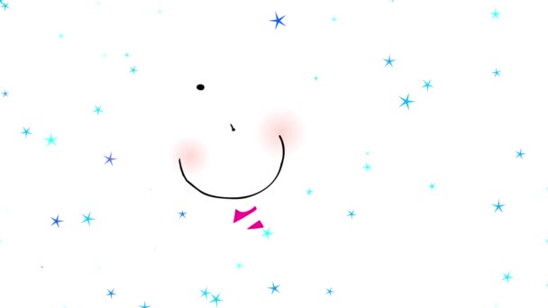 lineaire schaal animatie van gelukkig jong meisje spelen met een tandenborstel groter dan haar op de achtergrond met gloeiende sterren suggereren ze houdt van om plezier te hebben terwijl borstelen haar tanden - Video