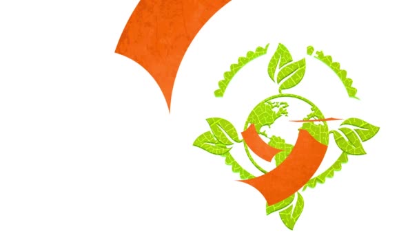 Glatte Geschwindigkeit Ramping Animation der großen Happy Earth Day Icon Manipulation Recyclingfähige Vitalstoffe für die umgebende Organisation zur Rettung der Ökologie und Rettung der Welt - Filmmaterial, Video