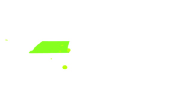 Gladde snelheid Ramping Animatie van Sweet Young Girl Holding een Daisy en glijden naar camera zitten speels op de top van een grote geschenkdoos met levendige groene verpakking papier suggereren dat ze brengt een verrassing - Video