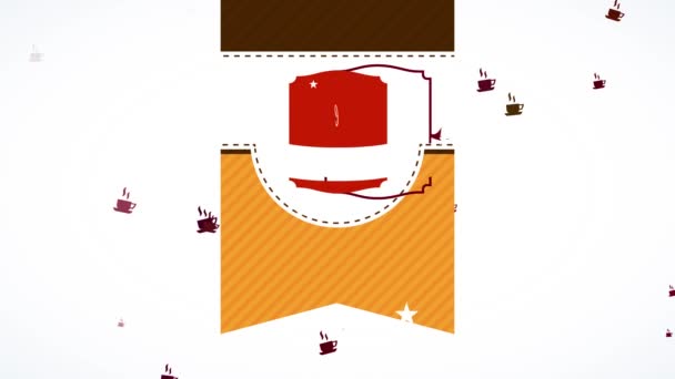 Taze demlenmiş kahve ürünleri için Atalet Madalyası Şablonu Yüksek Meşhur Cafe Tavernası Katmanlı ve Kesik Çizgili - Video, Çekim