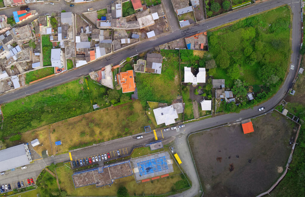 Aerial City View Of Urban Landscape In Banos De Agua Santa Tungurahua Province In The Daylight South America - Φωτογραφία, εικόνα