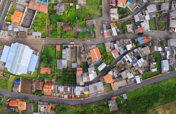 Aerial View Of Downtown Towards Banos De Agua Santa Tungurahua Province South America - Photo, image