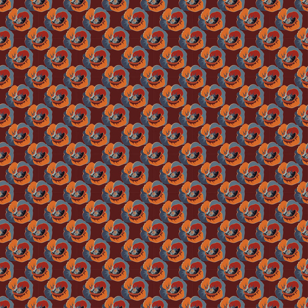 Stylish wallpaper with poppy flowers. Abstract vector background. Floral seamless pattern with blooming poppy flowers and leaves in orange, blue and brown colors. - Vector, Image