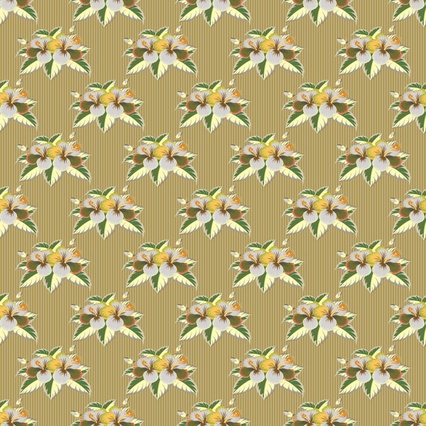 Vintage vector floral seamless pattern in green, beige and yellow colors. - Vector, Image
