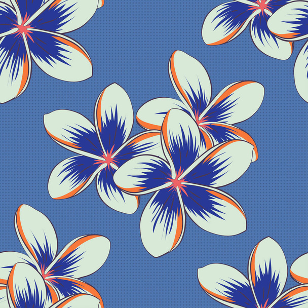 Heldere mooie loodgieterij bloemen naadloze achtergrond. Abstract leuke bloemenprint in paarse en blauwe kleuren. Vectorillustratie. - Vector, afbeelding