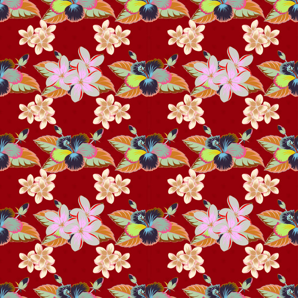 Abstract elegance vector seamless pattern with flowers in pink and orange colors. - Vector, Image