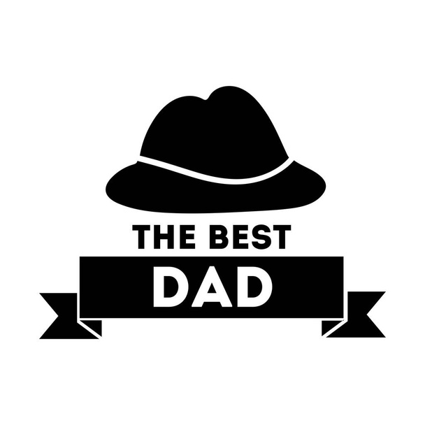 happy fathers day seal with hat line style - Вектор, зображення