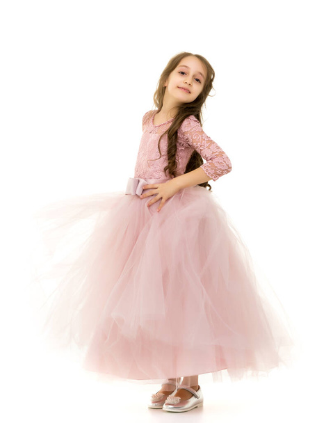 Little girl in an elegant dress.The concept of a happy childhood - Fotografie, Obrázek