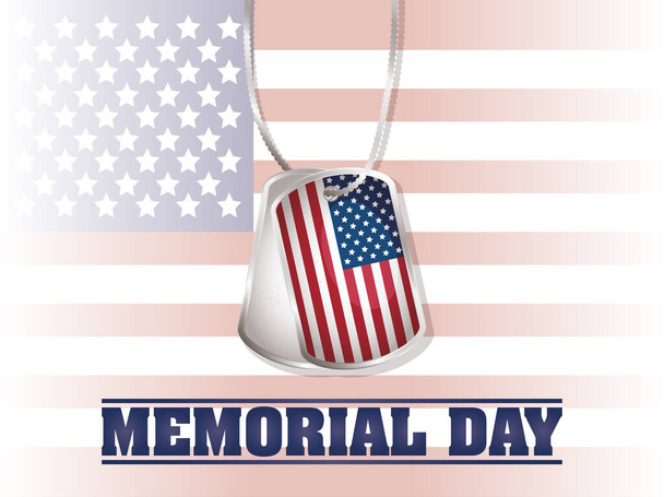 Memorial Day celebration with usa flag in medal - Vector, Image