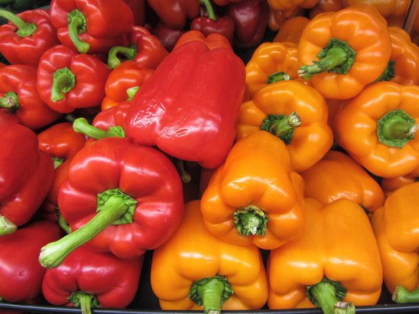 Punainen ja oranssi Bell Pepper Harvest  - Valokuva, kuva