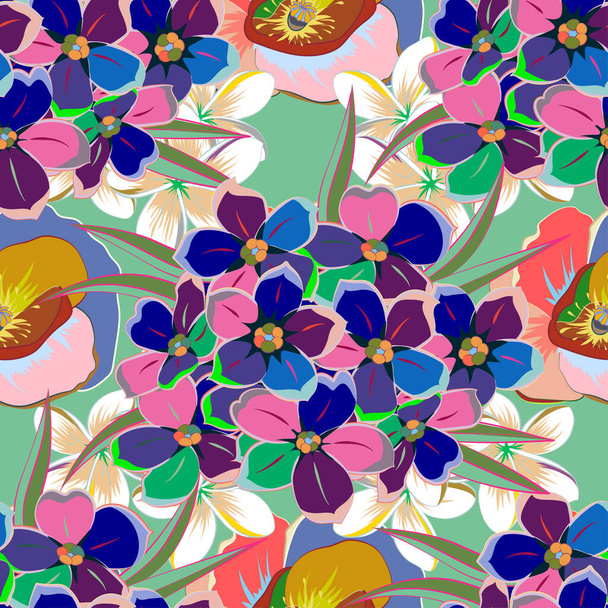Patrón de vectores florales sin costura de color
  - Vector, Imagen