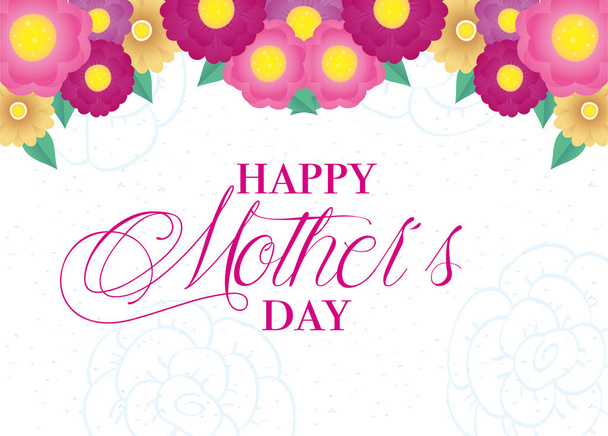 Tarjeta feliz día de las madres con flores
 - Vector, Imagen