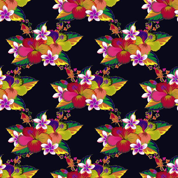 Color seamless floral vector pattern  - Vektör, Görsel