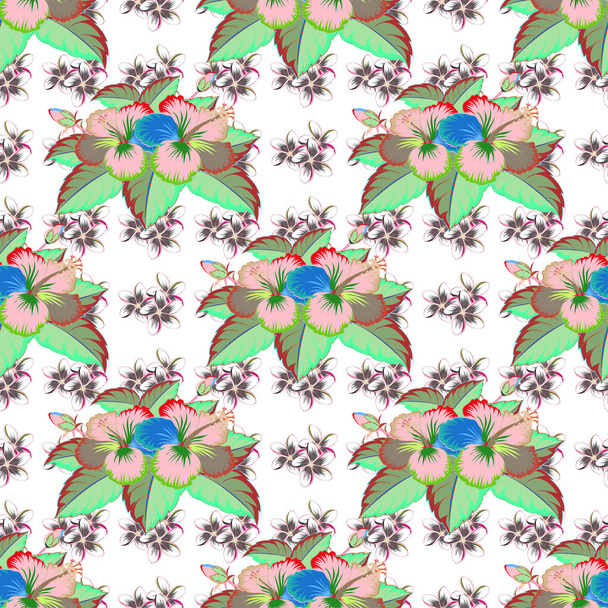 Romanttinen saumaton kuvio akvarelli kimppu abstrakti hibiscus kukkia harmaalla pohjalla. Tausta, tekstiilit, käärepaperit, onnittelukortit. Vektoriesimerkki. - Vektori, kuva