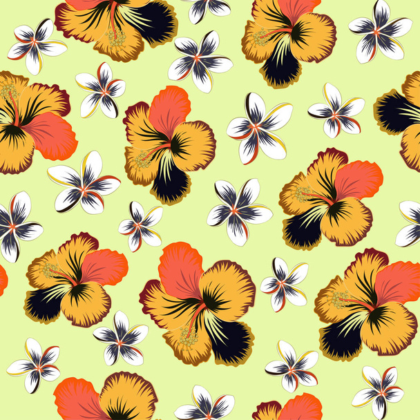 色シームレスな花ベクトルパターン  - ベクター画像