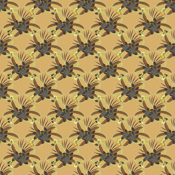 Vector trendy seamless floral pattern. Small ditsy flowers in brown, beige and yellow colors. - Vektor, kép